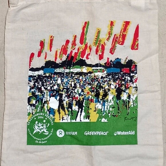 Glastonbury Festival 2016 Commemorative Souvenir 14.5" x 17" Fabric Tote Bag - Picture 4 of 7